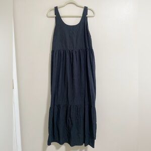 J. Jill Black Grey Stripe Maxi Dress Size Large